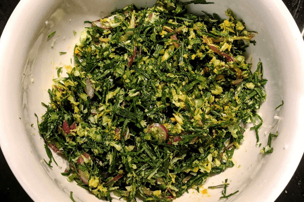 sri lankan cabbage mallum on a dish